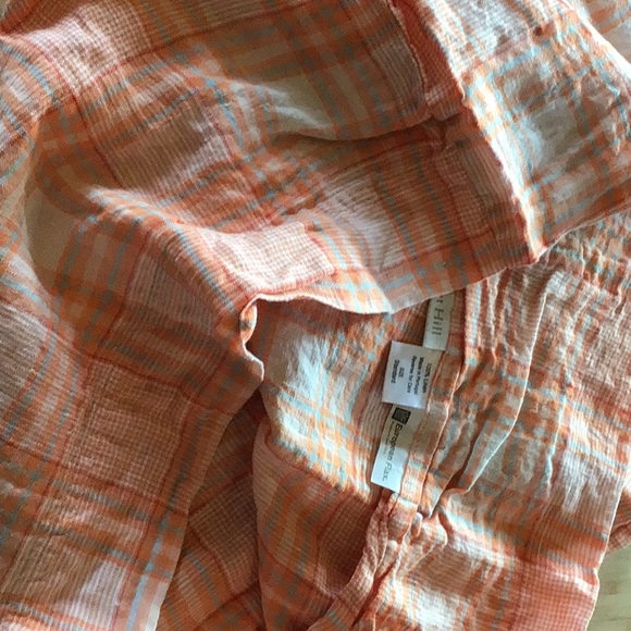 GARNET HIlL 100% linen plaid tangerine colored pillowcase set, fun! - Picture 5 of 6